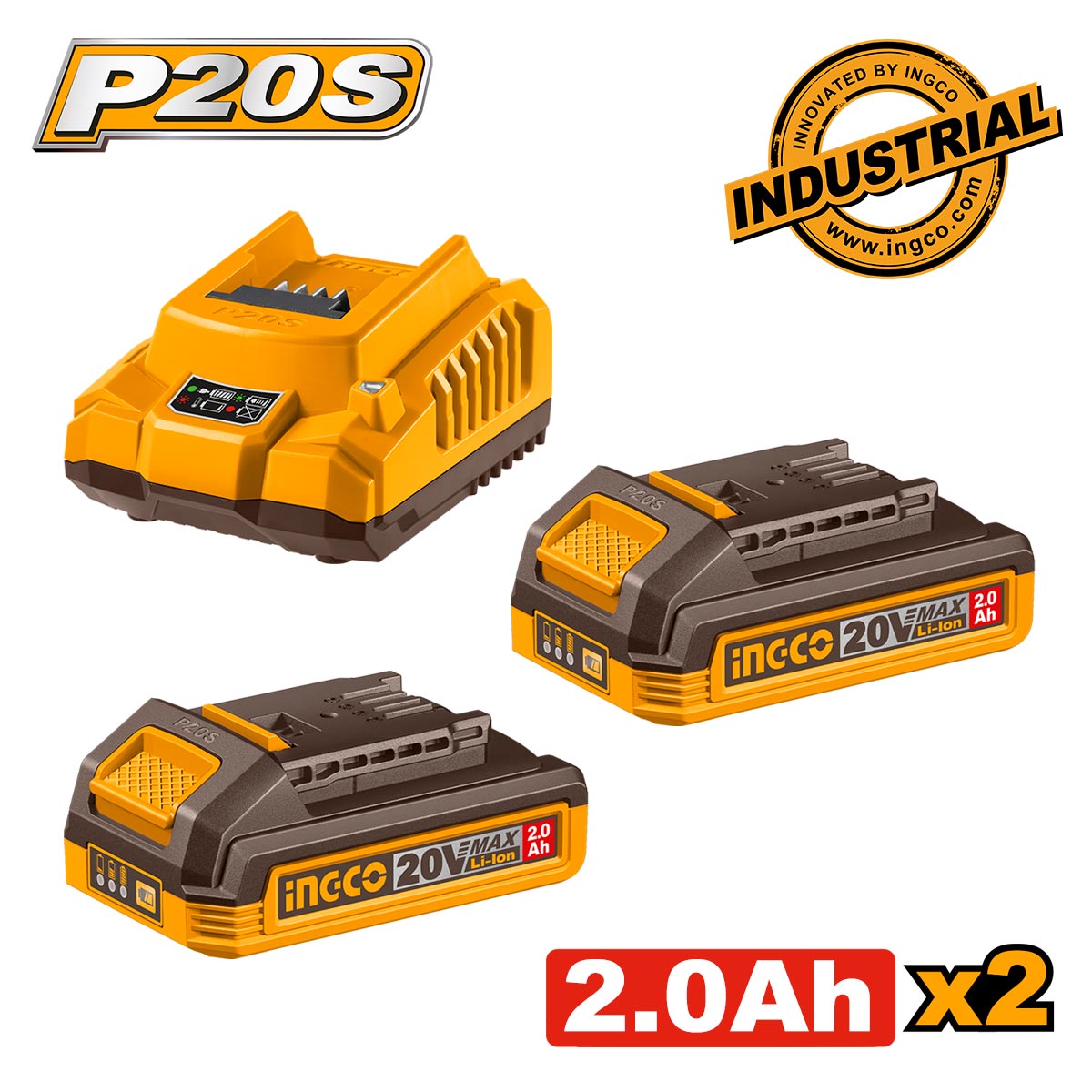 ΜΠΑΤΑΡΙΕΣ 2 ΤΕΜ 2.0AH & 1 ΤΕΜ ΦΟΡΤΙΣΤΗΣ 2Α ΣΕΤ 3 ΤΕΜ INGCO FBCPK2212E