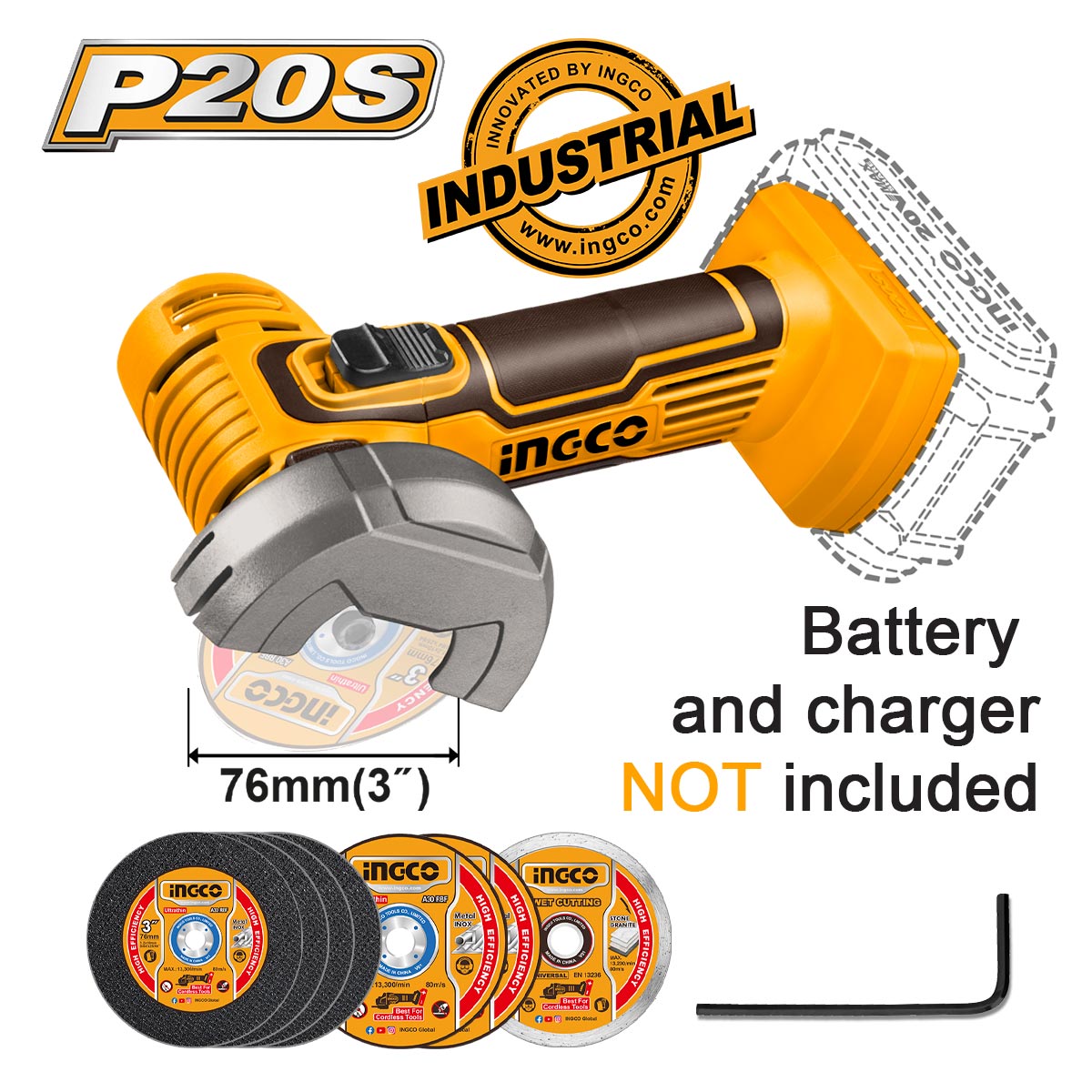 ΤΡΟΧΟΣ ΚΟΠΗΣ ΜΙΝΙ ΜΠΑΤΑΡΙΑΣ 76MM 20V LI-ION SOLO INGCO CAGLI76011