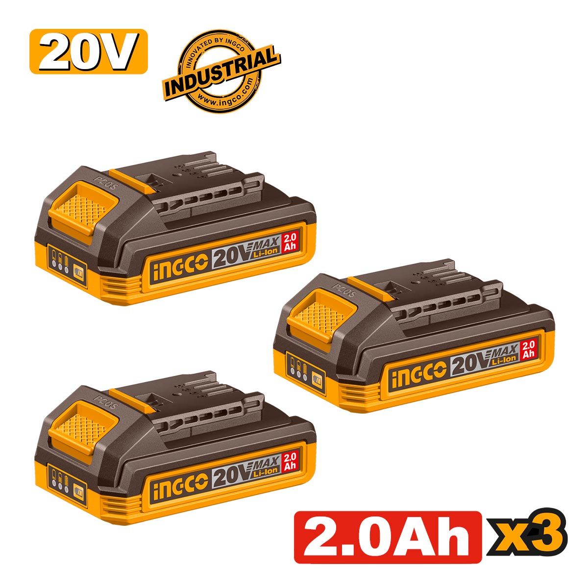 ΜΠΑΤΑΡΙΕΣ 20V 2.0AH ΣΕΤ 3 ΤΕΜ INGCO COSLI240311E