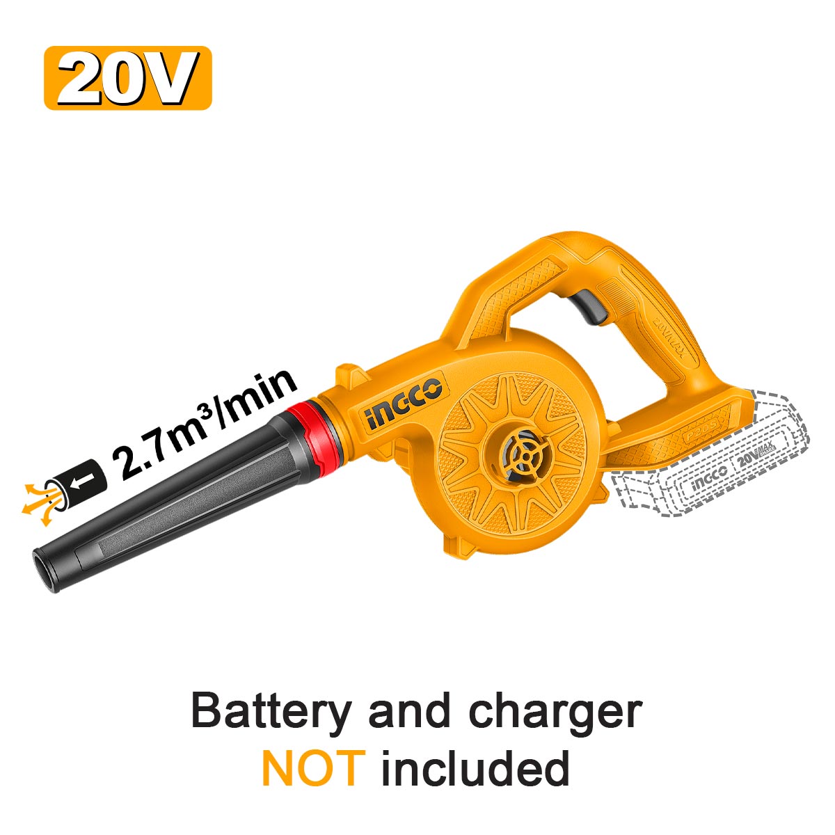 ΦΥΣΗΤΗΡΑΣ ΜΠΑΤΑΡΙΑΣ 20V LI-ION SOLO INGCO CABLI2078E